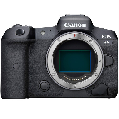 Canon EOS R5 camera on a white background